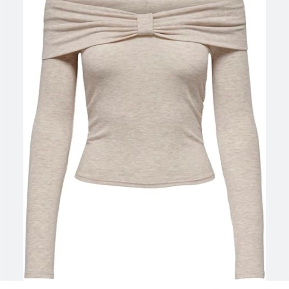 Only Cream off the Shoulders Long Sleeve Top
